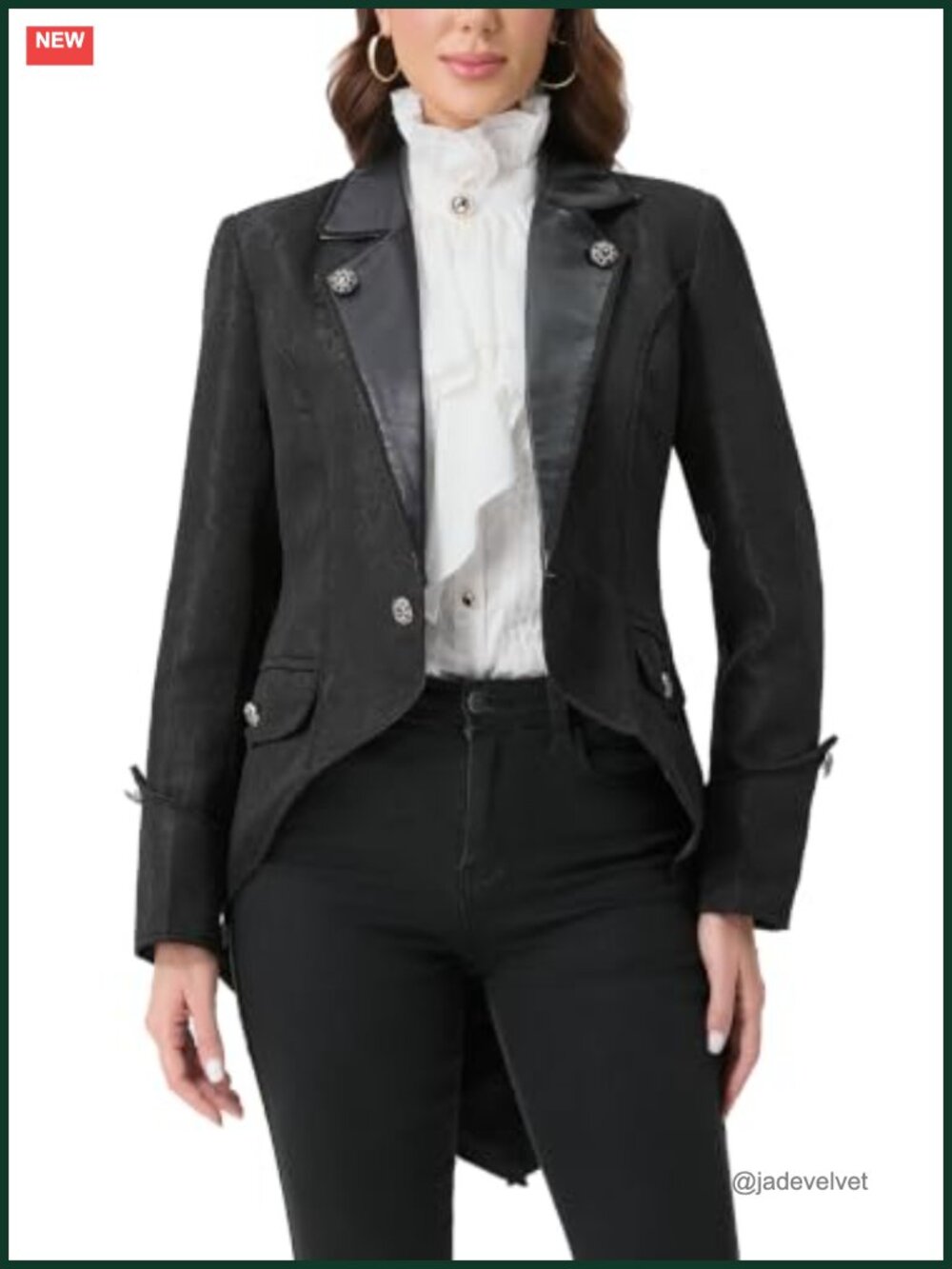 Jacquard Faux Leather Victorian Gothic Tailcoat Steampunk Coat